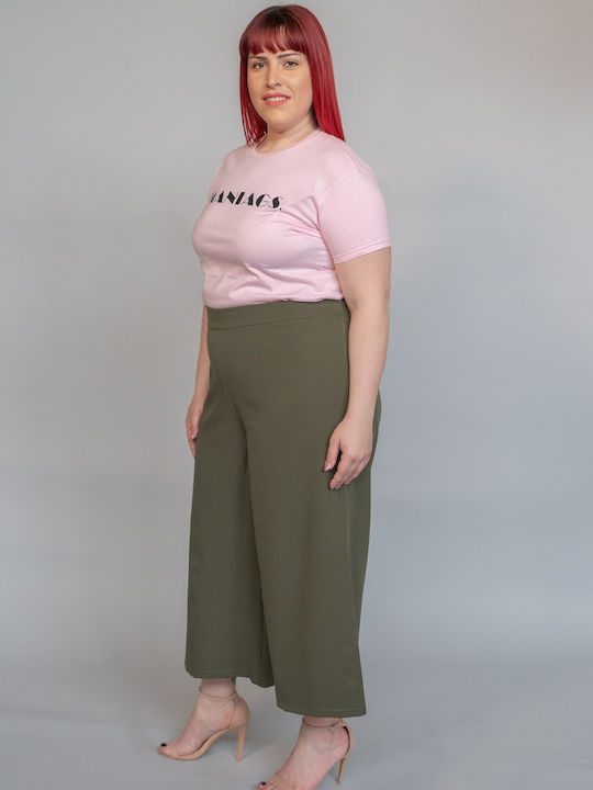 Maniags Femei Pantaloni culottes cu elastic Kaki