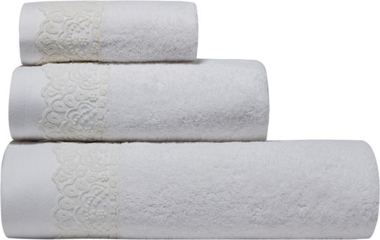 Kentia Комплект Кърпи за Баня 3бр Hermione White Тегло 450гр/кв.м