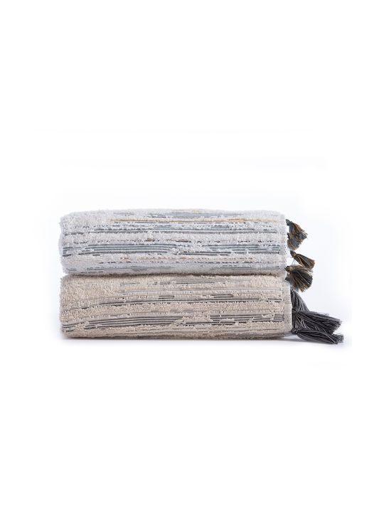Nef-Nef Homeware Hand Towel Premium Halfway 30x50cm Beige/Black Weight 550gr/m²