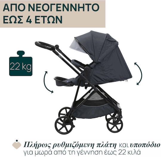 Chicco Seety Adjustable Baby Stroller Suitable for Newborn 53 Boston Grey 7kg