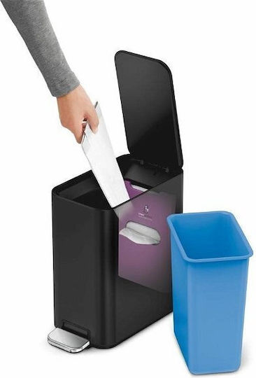 Simplehuman Inox Καλαθάκι Μπάνιου 5lt Μαύρο