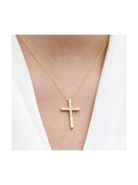 Damen Gold Kreuz 18K mit Kette