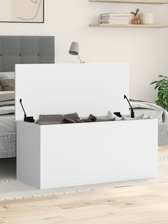 vidaXL Декоративна куфар Дърво Бял 100x42x46бр