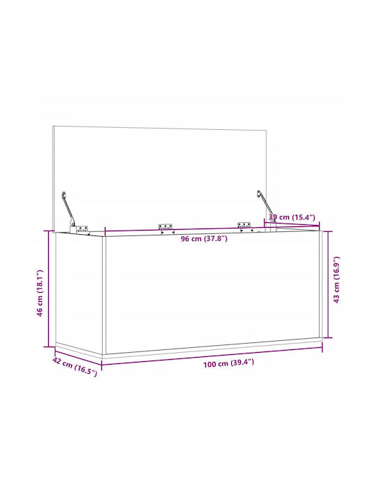 vidaXL Декоративна куфар Дърво Бял 100x42x46бр