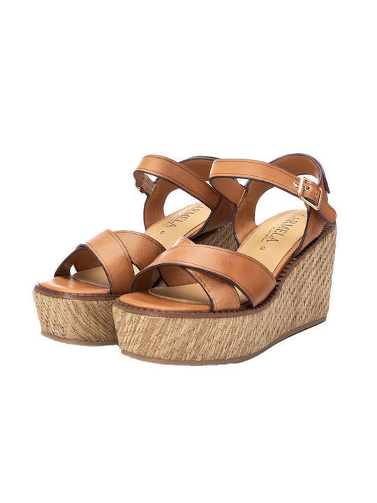 Women's Leather Platform Shoes Brown