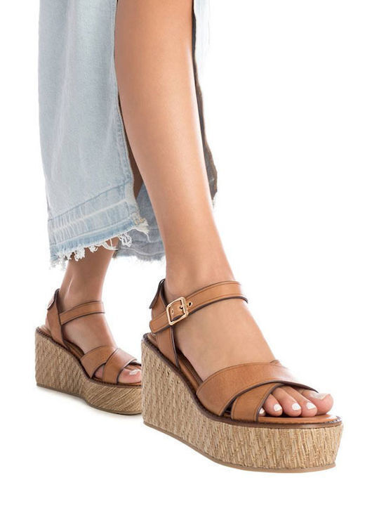 Women's Leather Platform Shoes Brown