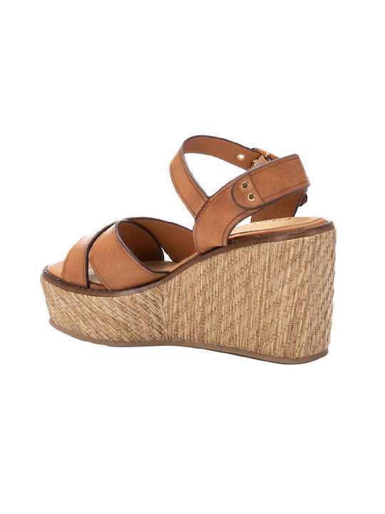 Women's Leather Platform Shoes Brown