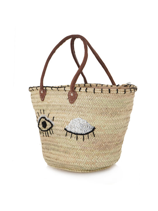 Kassandra & Co Straw Beach Bag Silver