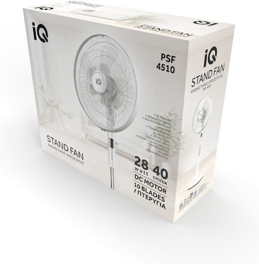IQ Pedestal Fan 28W 40cm Diameter With Remote Control White