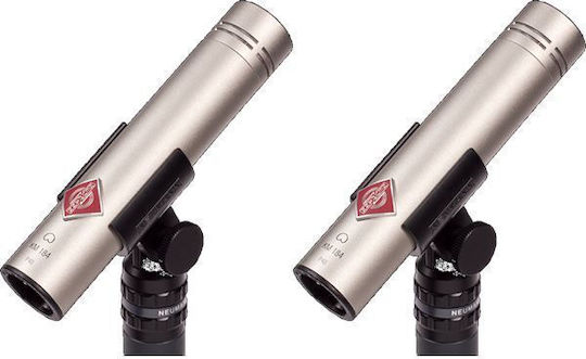 Neumann KM-184 Stereo Set Комплект Кондензатор (Малка диафрагма) Микрофон XLR Шоково монтиран за Студио в Сребрист Цвят