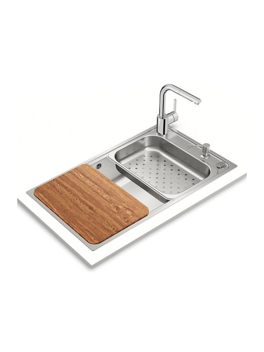 Teka Big Bowl 86 1C (Bahia) Plus N.527 Drop-In Sink Inox Satin W86xD50cm Silver