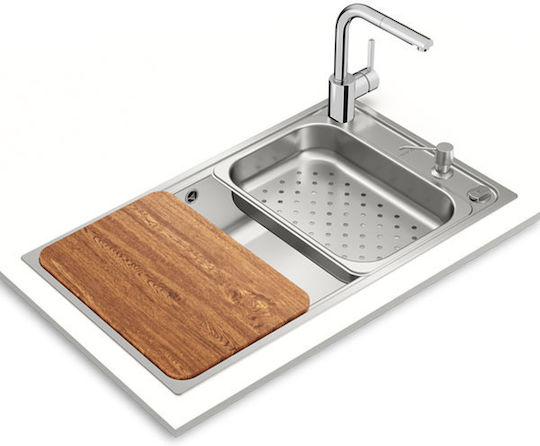 Teka Big Bowl 86 1C (Bahia) Plus N.527 Drop-In Sink Inox Satin W86xD50cm Silver