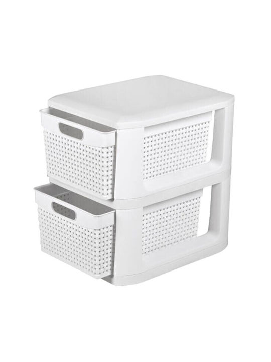 Homeplast Norma Durchbrochene Kunststoff Schubladenkommode 3 Ebenen Weiße 33x26x34,5cm