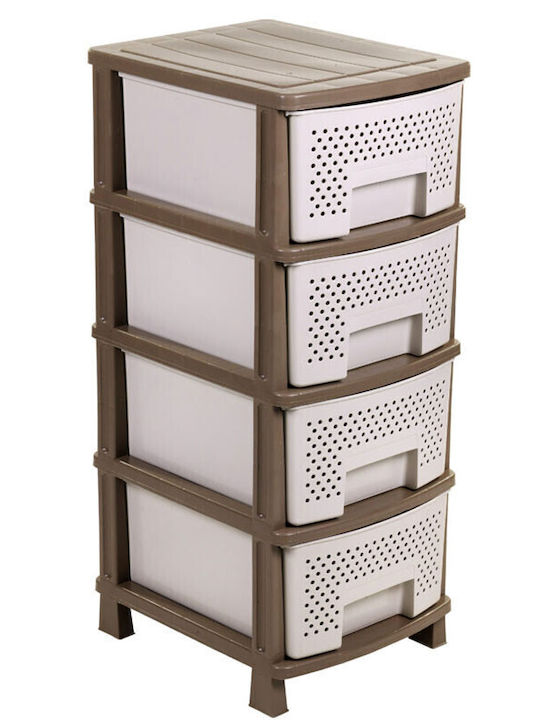Homeplast Ziva Perforated Plastic Drawer Unit 4 Tiers Beige 50x40x99cm