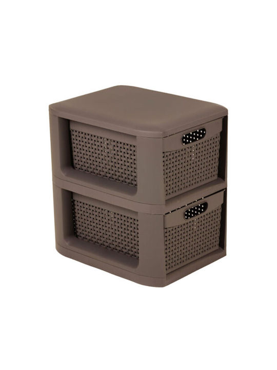 Homeplast Norma Perforated Plastic Drawer Unit 2 Tiers Brown 33x26x34.5cm