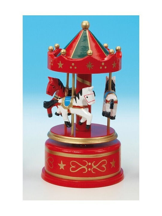 Kidslife Christmas Decorative Wooden Carousel Green with Music and Movement 18x9x9cm.