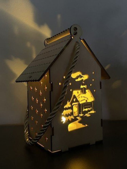Crăciunescă Iluminată Decorativă Scenă Maro cu Baterie 14x7.5x7.5cm.