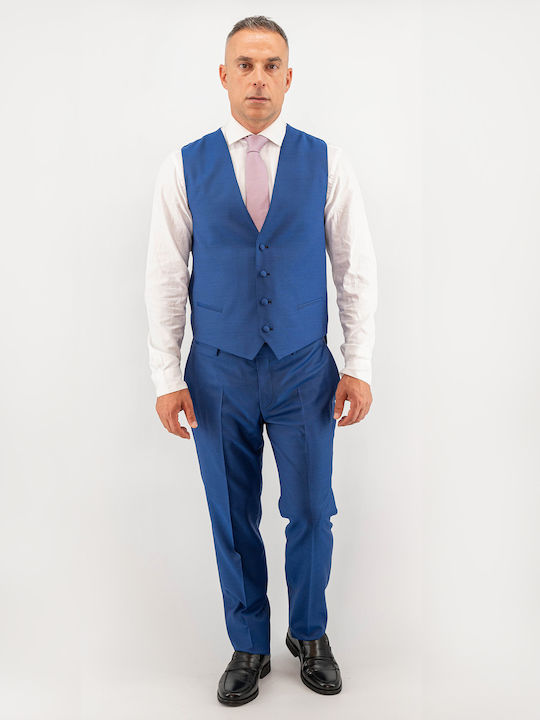 Guy Laroche Men's Suit with Vest Blue Roulette