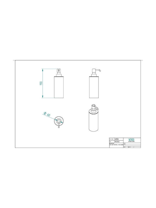 Verdi Dispenser Πλαστικό Μαύρο 500ml
