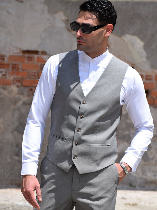 Men's Suit with Vest Beige-lilac