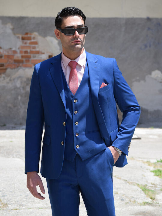 Costum Bărbați Costum bărbați Blue raffia