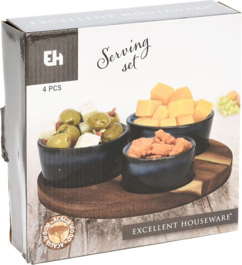 Excellent Houseware Ceramic Dessert Divided Serving Plate with 3 Slots Green Ø19.8cmxY4cm 4pcs