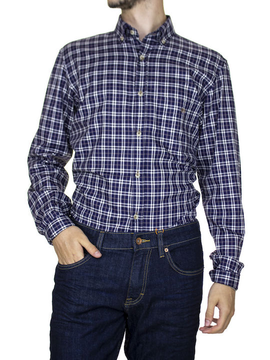 Guy Laroche Men's Shirt Checked Blue.