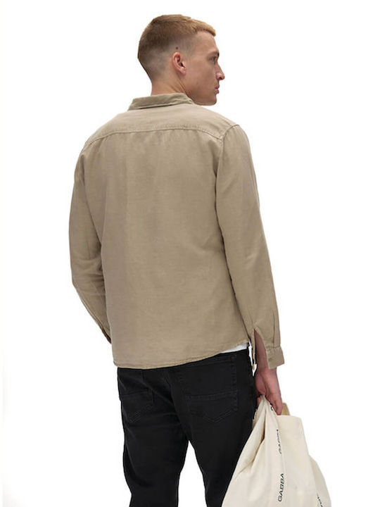 Gabba Men's Shirt Long Sleeve Linen Beige