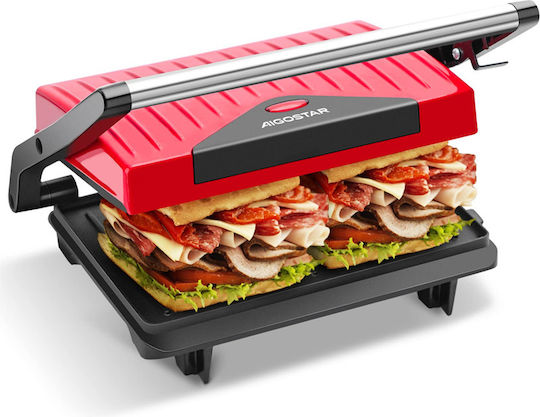 Aigostar Sandwich Maker for for 2 Sandwiches Sandwiches 750W Red