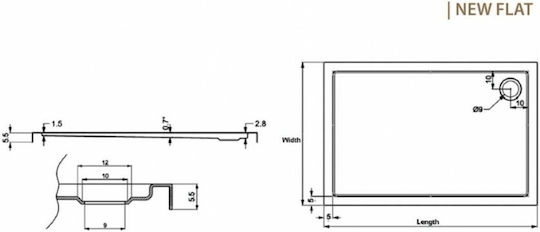 Karag Aktiv Flat Ορθογώνια Ακρυλική Ντουζιέρα 70x170cm Λευκή