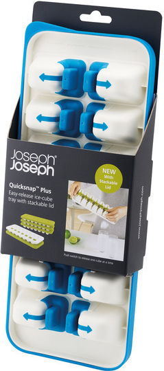 Joseph Joseph Quick Snap Plus Ice Tray Cube Silicone 14 Slots with Lid White 20020