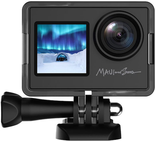 Egoboo X Maui And Sons Action Eye 128GB Action Camera 4K Ultra HD Underwater (with Case) with Touch Screen 2" and Wi-Fi Black