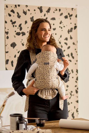 BabyBjorn Mini Woven Μάρσιπος Πλάτης Print Beige/Dark Grey με Μέγιστο Βάρος 11kg