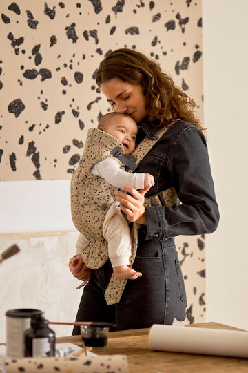 BabyBjorn Mini Woven Μάρσιπος Πλάτης Print Beige/Dark Grey με Μέγιστο Βάρος 11kg