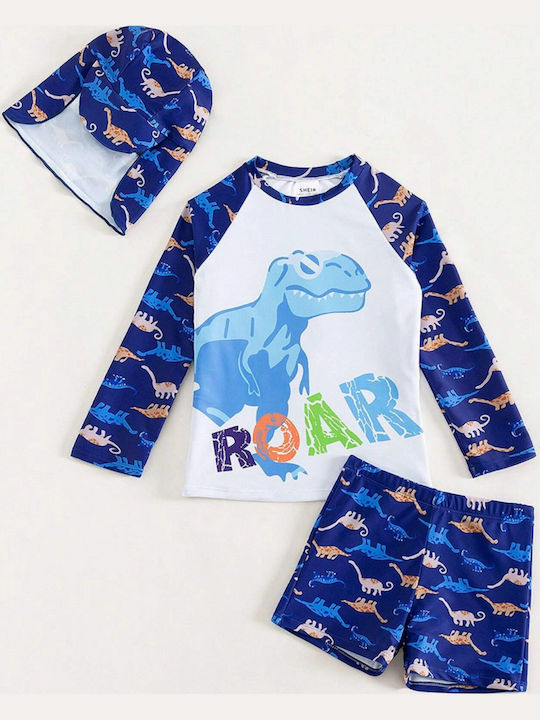 Babykids Kinder Badeanzug Bademoden-Set mit Hut Blau