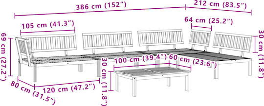 Garden & Outdoor Furniture Set 5 Pieces Brown