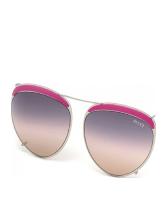 Emilio Pucci Sunglasses Silver with Mixed Frame & Gray Lens Emilio Pucci Sunglasses Silver with Mixed Frame & Gray Lens