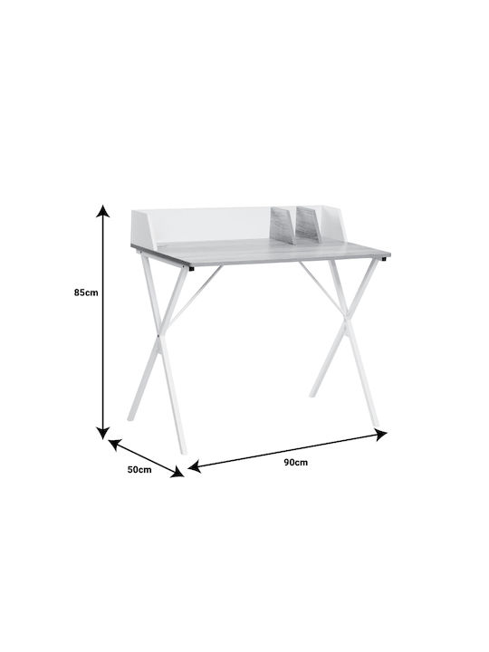 Birou de calculatoare Zervan Lemnos Natural-alb cu Picioare Metalice 90x50x85cm