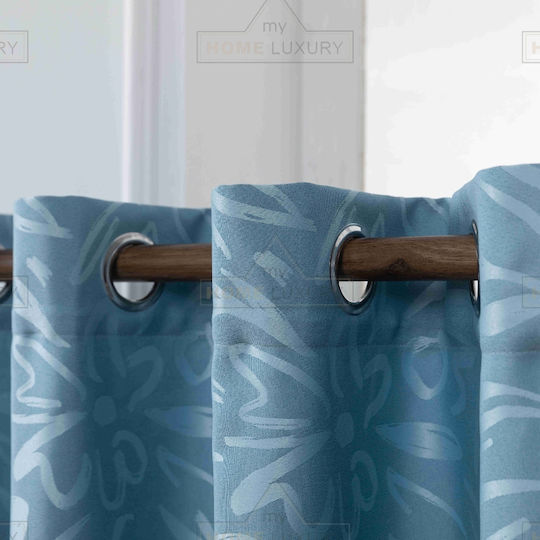 My Home Luxury Κουρτίνα με Τρουκς Γαλάζια 140x280εκ.