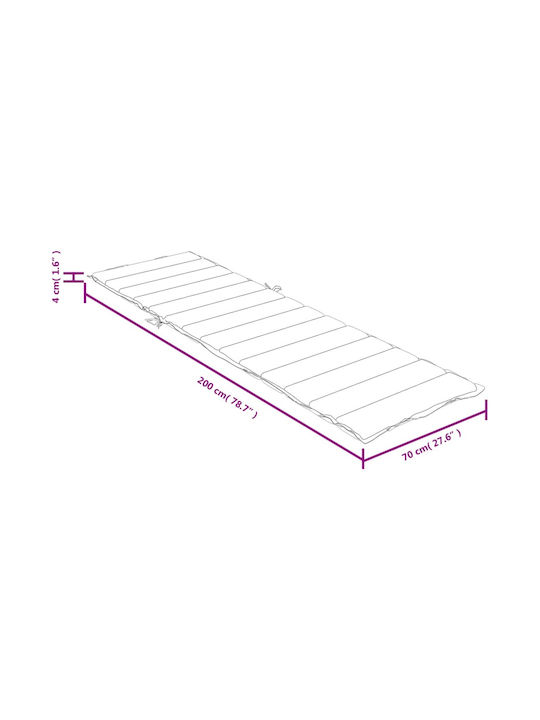 vidaXL Sunbed Cushion with Backrest Cream 70x200cm