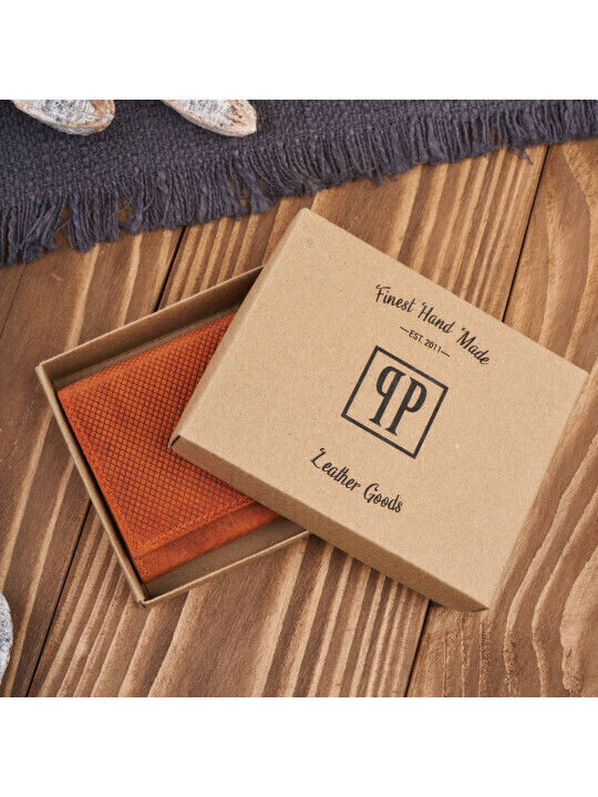 Small Leather Women's Wallet Classic with RFID Orange