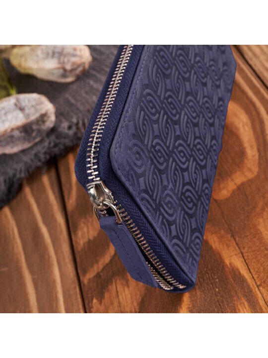 Leather Women's Wallet Classic with RFID Navy Blue