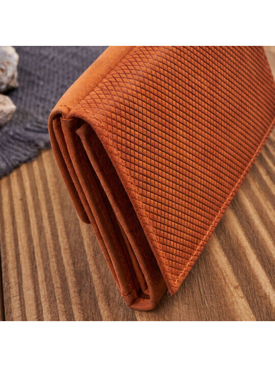 Small Leather Women's Wallet Classic with RFID Orange