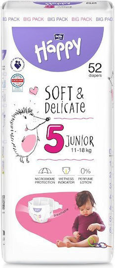 Happy Scutece cu bandă adezivă Soft & Delicate Nr. 5 pentru 11-18kg 52buc