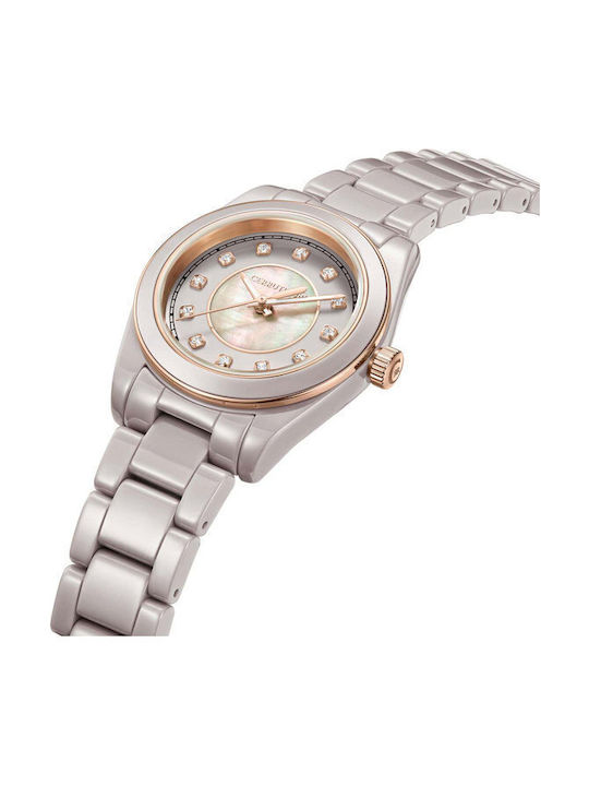 Cerruti Crystals Uhr mit Rosa Metallarmband