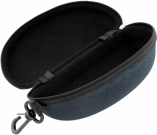 Navy Blue Semi-hard Eyeglass Case with Zipper