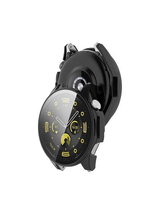 Пластмасов Калъф със Стъкло в Черен цвят за Honor Watch 4 Pro