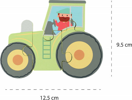 Ξύλινο Παιδικό Puzzle Σφηνώματα Tractor 4pcs Orange Tree Toys
