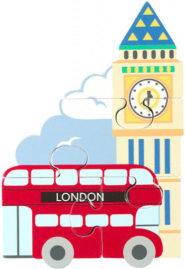 Дървено Детски Пъзел с Шипове London Bus 4бр Orange Tree Toys