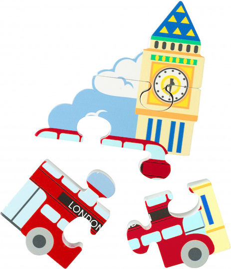 Дървено Детски Пъзел с Шипове London Bus 4бр Orange Tree Toys
